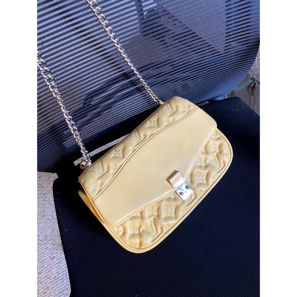Louis Vuitton Yellow Embroidered Monogram Puffy Lambskin Mama Broderie P…
